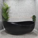 **CLEARANCE STOCK Wave Oval 1800mm Wide Freestanding Bath, Matte Black