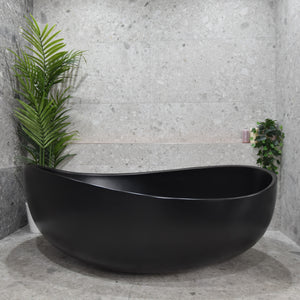 **CLEARANCE STOCK Wave Oval 1800mm Wide Freestanding Bath, Matte Black