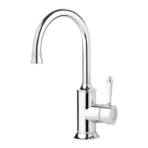 Phoenix Nostalgia Sink Mixer 160mm Gooseneck, Chrome/ White