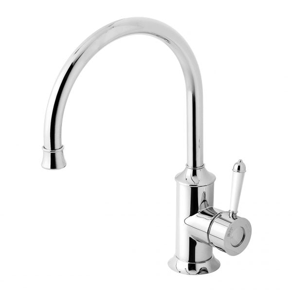 Phoenix Nostalgia Sink Mixer 220mm Gooseneck, Chrome/ White