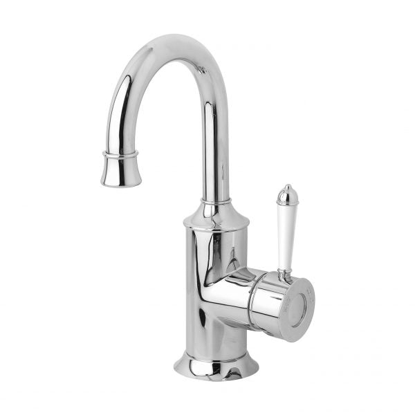 Phoenix Nostalgia Basin Mixer 120mm Gooseneck, Chrome/ White