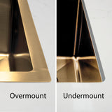 Retto 750mm x 450mm x 230mm Stainless Steel Sink | Brushed Brass (gold) |
