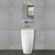 Circa Swirl 500mm Round Fluted Artificial Stone Pedestal Basin | Matte White |
