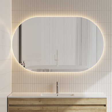 *Clearance* Pill Oval 1500mm x 900mm Backlit LED Frameless Mirror with Polished Edge and Demister