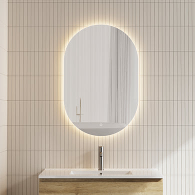 *Clearance* Pill Oval 600mm x 900mm Backlit LED Frameless Mirror with Polished Edge and Demister