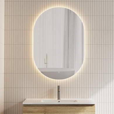 Pill Oval 700mm x 1000mm Backlit LED Frameless Mirror with Polished Edge and Demister