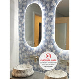 Pill Oval LED Mirror with Frosted Glass Border and Demister | 13 sizes available, from 400mm to 1800mm |