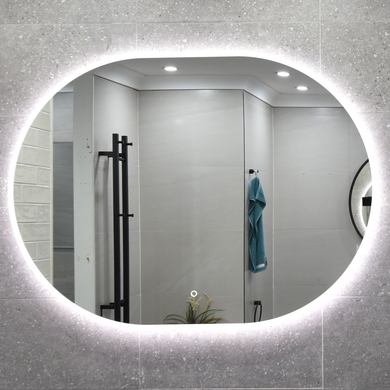 *Clearance* Pill Oval 1200mm x 900mm Frontlit and Backlit LED Frameless Mirror with Frosted Glass Border and Demister