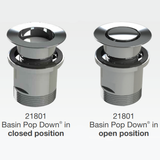 Premium Vanity Pop Down Waste, Universal 32mm and 40mm Installation, Compatible with Overflow and Non-Overflow | Chrome |