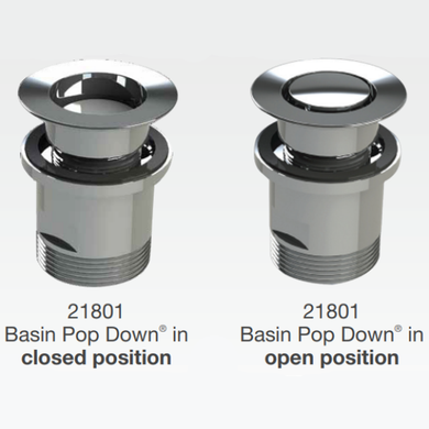 Premium Vanity Pop Down Waste, Universal 32mm and 40mm Installation, Compatible with Overflow and Non-Overflow | Chrome |