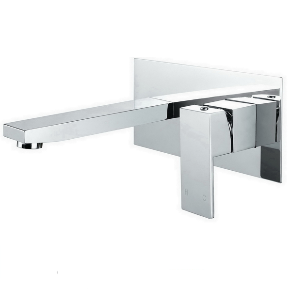 Prisa LX Square Wall Mounted Basin/Bath Mixer with Spout | Chrome |
