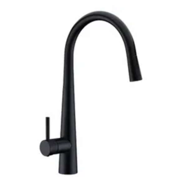 Profile Gooseneck Pull Out Sink Mixer Matte Black — ATS Tiles