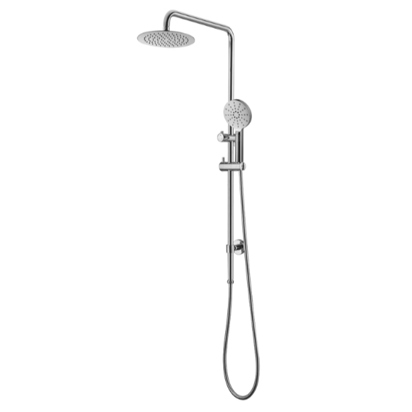 Profile Twin Shower System with Long Rail, Single Hose | Chrome |