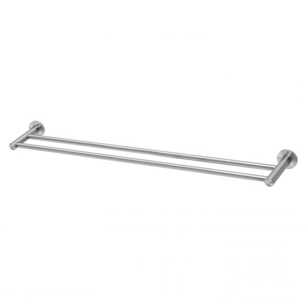 Phoenix Radii SS 316 Double Towel Rail 800mm Round Plate, Stainless Steel