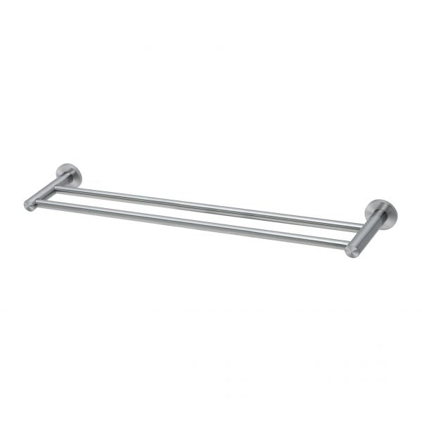 Phoenix Radii SS 316 Double Towel Rail 600mm Round Plate, Stainless Steel