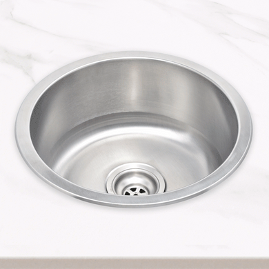 Radii Round 410mm x 180mm Stainless Steel Sink | Brushed Nickel Finish |
