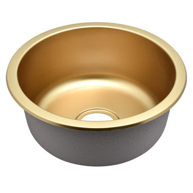Radii Round 410mm x 180mm Stainless Steel Sink | Brushed Brass (Gold) Finish |