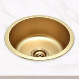 Radii Round 410mm x 180mm Stainless Steel Sink | Brushed Brass (Gold) Finish |