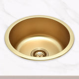 Radii Round 410mm x 180mm Stainless Steel Sink | Brushed Brass (Gold) Finish |