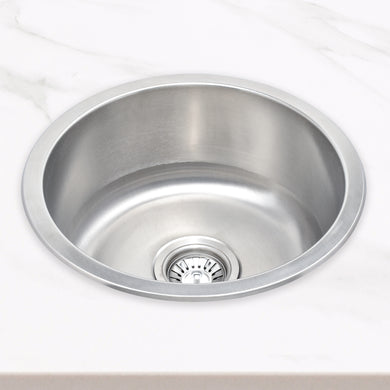 Radii Round 410mm x 180mm Stainless Steel Sink | Brushed Nickel Finish |