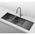 Retto 1190mm x 450mm x 230mm Stainless Steel Double Sink with Drainer | Brushed Gun Metal (black) |