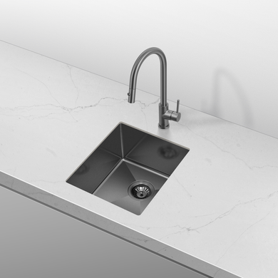 Retto 390mm x 450mm x 230mm Stainless Steel Sink, Brushed Gunmetal (Black)