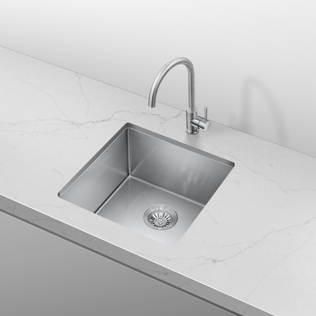 Retto 450mm x 450mm x 230mm Stainless Steel Sink | Brushed Nickel |