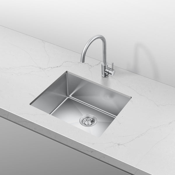 Retto 550mm x 450mm x 230mm Stainless Steel Sink | Brushed Nickel |