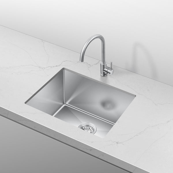 Retto 550mm x 450mm x 300mm Extra Height Stainless Steel Sink | Brushed Nickel |