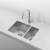 Retto 675mm x 450mm x 230mm Stainless Steel Sink and a half | Brushed Nickel |