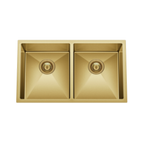 Retto 770mm x 450mm x 230mm Stainless Steel Double Sink | Brushed Brass (gold) |