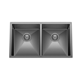 Retto 770mm x 450mm x 230mm Stainless Steel Double Sink | Brushed Gun Metal (black) |