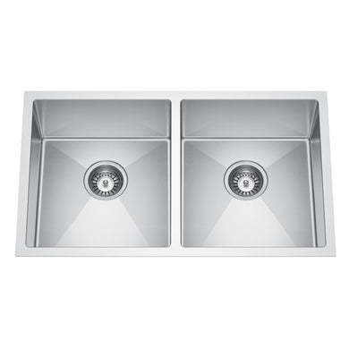 Retto 770mm x 450mm x 230mm Stainless Steel Double Sink | Brushed Nickel |