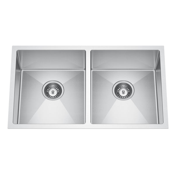 Retto 770mm x 450mm x 230mm Stainless Steel Double Sink | Brushed Nickel |