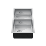 Retto 770mm x 450mm x 230mm Stainless Steel Double Sink | Brushed Nickel |