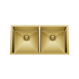 Retto 875mm x 450mm x 230mm Large Stainless Steel Double Sink | Brushed Brass (gold) |
