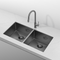 Retto 875mm x 450mm x 230mm Large Stainless Steel Double Sink | Brushed Gun Metal (black) |