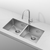 Retto 875mm x 450mm x 230mm Large Stainless Steel Double Sink | Brushed Nickel |