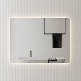 Retti Rectangular 1200mm x 900mm Backlit LED Mirror with Polished Edge, Rounded Corners and Demister