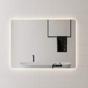 Retti Rectangular 1200mm x 900mm Backlit LED Mirror with Polished Edge, Rounded Corners and Demister