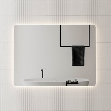 Retti Rectangular 1200mm x 900mm Backlit LED Frameless Mirror with Polished Edge, Rounded Corners and Demister
