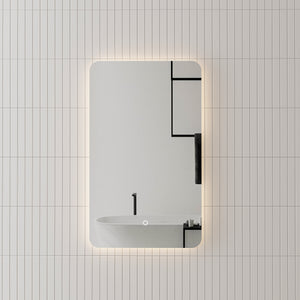 Retti Rectangular 450mm x 750mm Backlit LED Mirror with Polished Edge, Rounded Corners and Demister