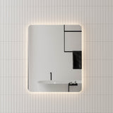 *Clearance* Retti Rectangular 600mm x 750mm Backlit LED Frameless Mirror with Polished Edge, Rounded Corners and Demister