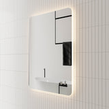 *Clearance* Retti Rectangular 600mm x 750mm Backlit LED Frameless Mirror with Polished Edge, Rounded Corners and Demister