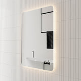 Retti Rectangular 600mm x 750mm Backlit LED Mirror with Polished Edge, Rounded Corners and Demister