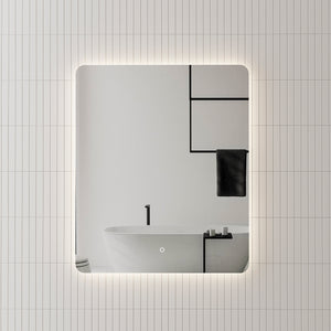 Retti Rectangular 750mm x 900mm Backlit LED Mirror with Polished Edge, Rounded Corners and Demister