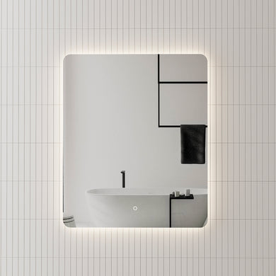Retti Rectangular 750mm x 900mm Backlit LED Frameless Mirror with Polished Edge, Rounded Corners and Demister