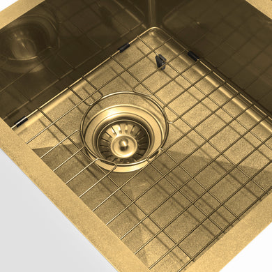 Retto 770mm x 450mm x 230mm Stainless Steel Double Sink | Brushed Brass (gold) |