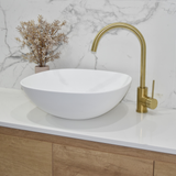 Rolo 430mm Artificial Stone Above-Counter Basin, Matte White