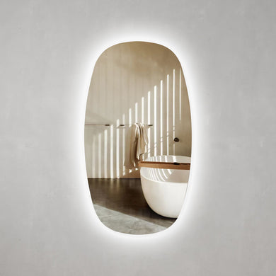 Riri Oblong 500mm x 900mm Backlit LED Frameless Mirror with Polished Edge and Demister